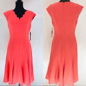 NWT Maggy London coral scallop neck cocktail dress